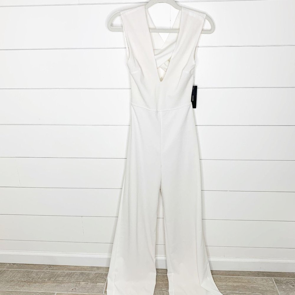 Lulu's White V-Neck Wide-Leg Jumpsuit
